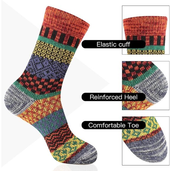 Men's Winter Wool Socks Thermal Warm Soft Crew Socks （5 Pairs） - Picture 3 of 7